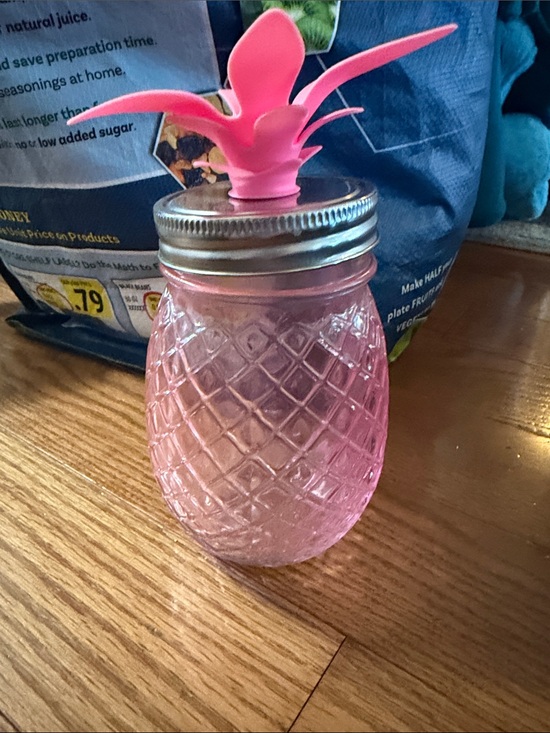 Other - Pink Pineapple Glass Jar with Silicone Top